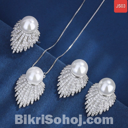 Leaf Pearl Jewellery Set For Women